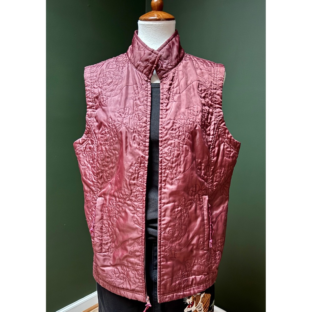 Blair Quilted Vest Rose Pattern Sleeveless Puffer